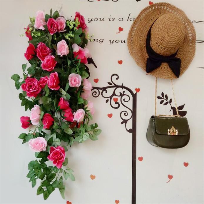 Dây Leo Hoa Hồng Giả Treo Tường Trang Trí Nhà Cửa / Tiệc Cưới DIY