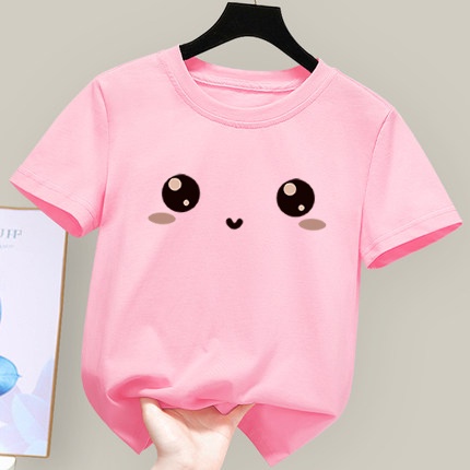 Áo Thun Cotton In Hình Đôi Mắt Nhỏ Đơn Giản Dành Cho Bé Gái áo thun bé gái