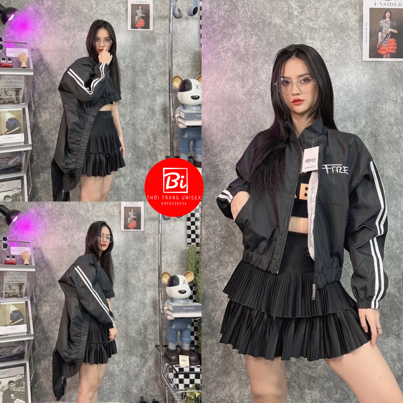 Áo Khoác Dù Nữ 2 Lớp Cổ Trụ Dáng Lửng Tay Cánh Dơi Phồng Form Rộng_Chất dù Miro Xịn Mang Mát Thoải Mái Không Bí Hơi_AK75