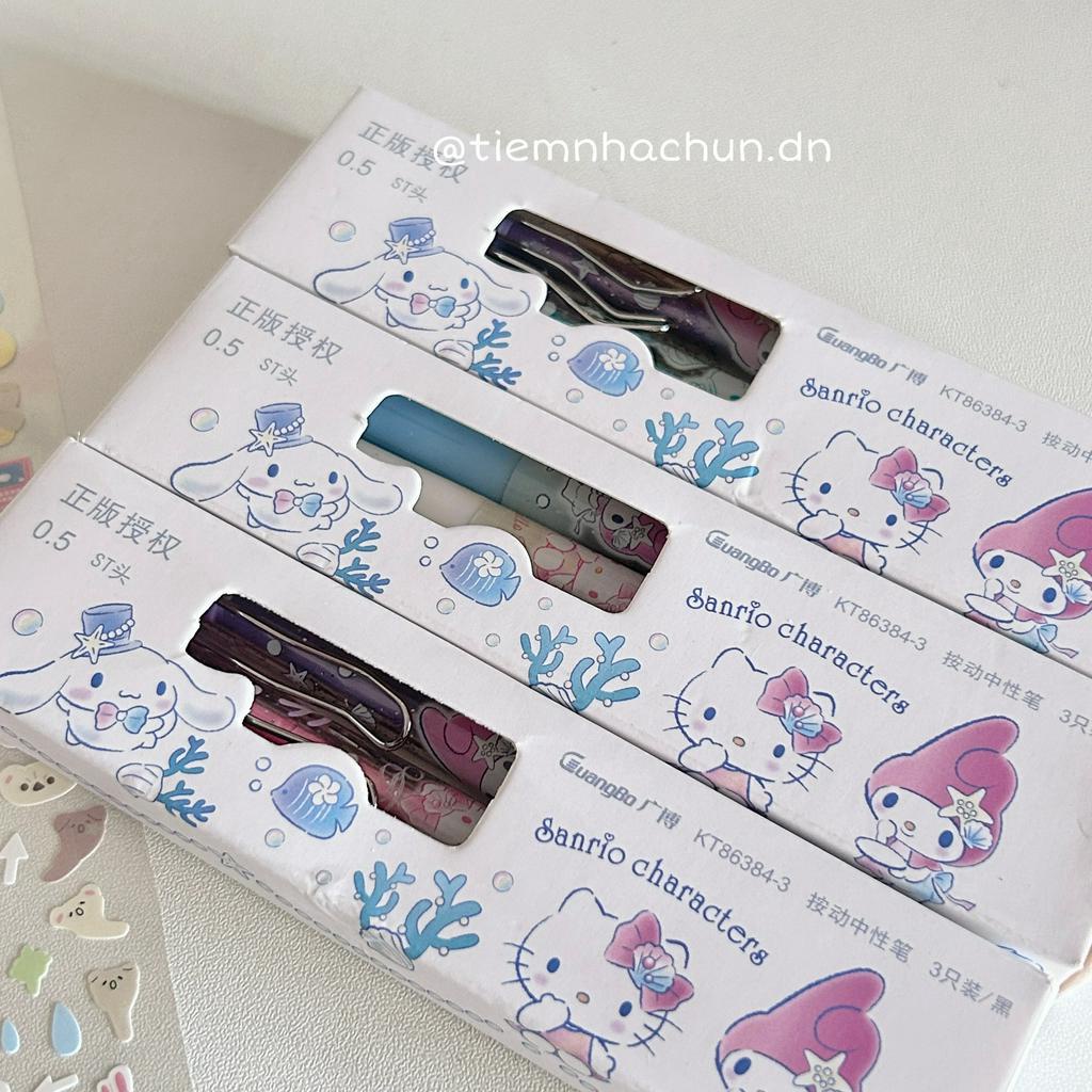 SET 3 BÚT GEL ĐEN SANRIO COLLECTION (ảnh thật) - tiệm nhà chun