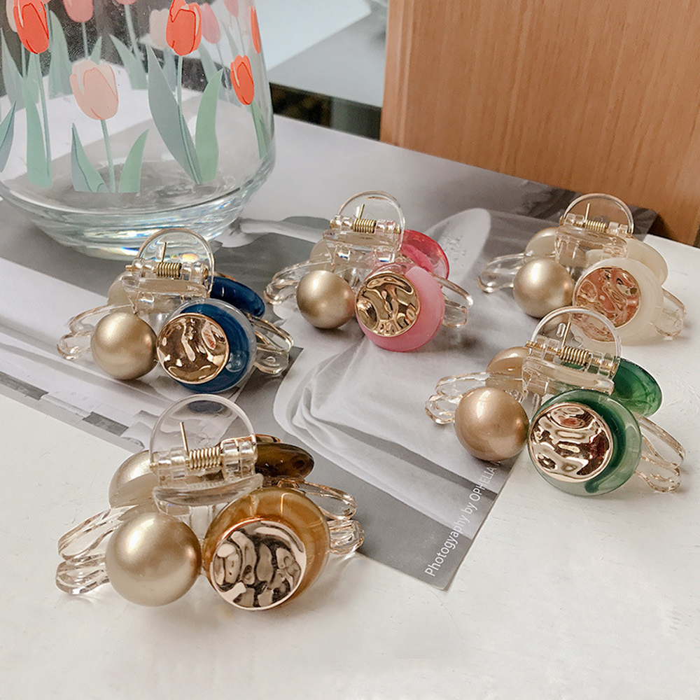 Kẹp Tóc Càng Cua Đính Ngọc Trai Nhiều Màu Thời Trang