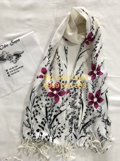 🧣🧣🧣Khăn Hoạ Tiết Hoa Trắng 🎀🎀🎀
