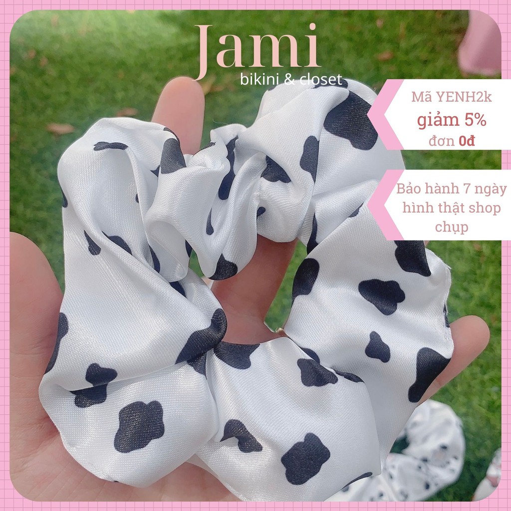 Dây cột tóc scrunchies, chun cột tóc Bò sữa Xốp 12cm freeship giá rẻ bán sĩ chạy deal 1k -  jami -CT_HOACUC