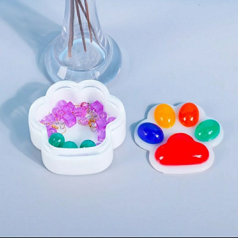 Khuôn hộp đựng hình bàn chân mèo - Paw Cat Box Mold - Resin Handmade - ❄HanaYuki❄