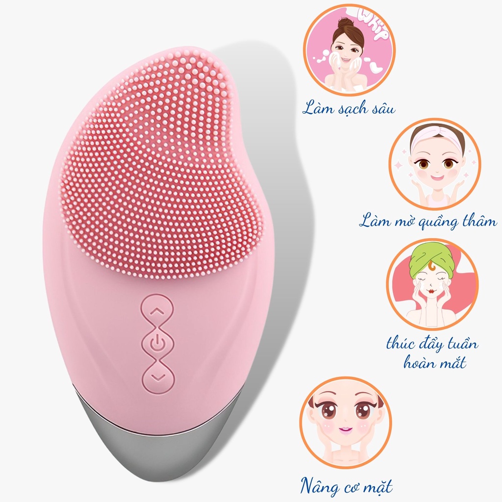 Máy rửa mặt silicon, massage mắt, làm ấm giảm nhăn bọng mắt h2c