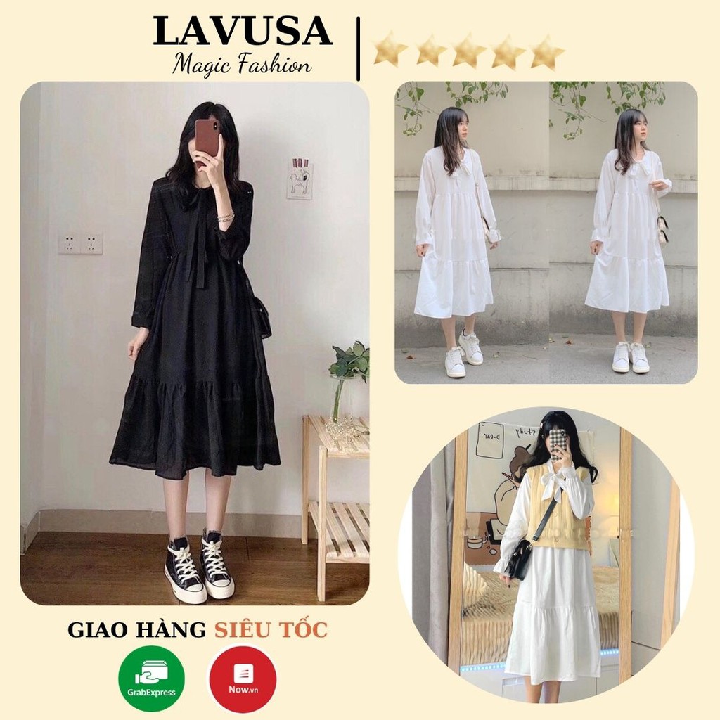 🌿 VÁY TRẮNG DÀI BÁNH BÈO BUỘC NƠ 💚 ĐẦM BABYDOLL LAVUSA MẶC KỶ YẾU, DÀ LẠT SIÊU ĐẸP