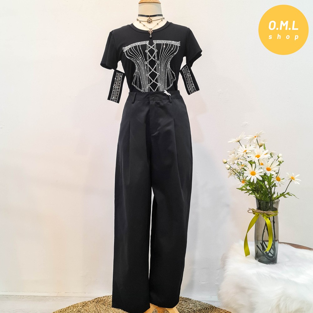 Quần kaki lưng cao ống suông trẻ trung (có hình thật) | BigBuy360 - bigbuy360.vn