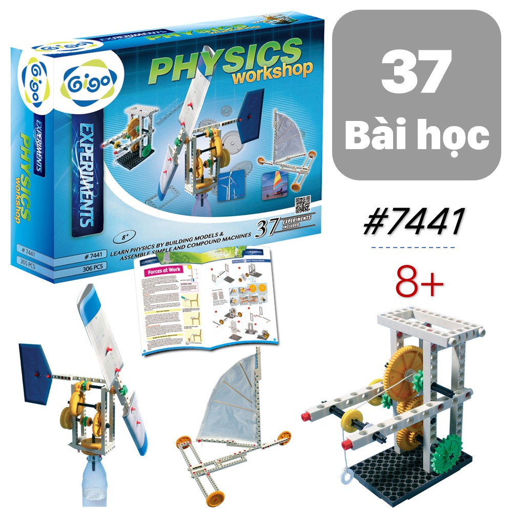 Bộ Thí Nghiệm Vật Lý Cơ Khí Tiểu Học 37 bài thực hành 306 chi tiết nhiều màu #7441 Gigo Toys Việt Nam