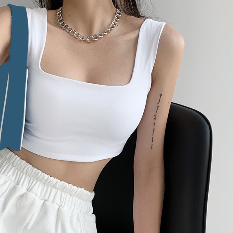 Áo sát nách nữ cổ vuông màu trơn gợi cảm thời trang