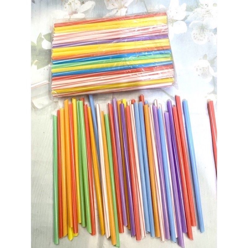 100 gram ống hút nước mía, trà sữa nhiều màu sắc