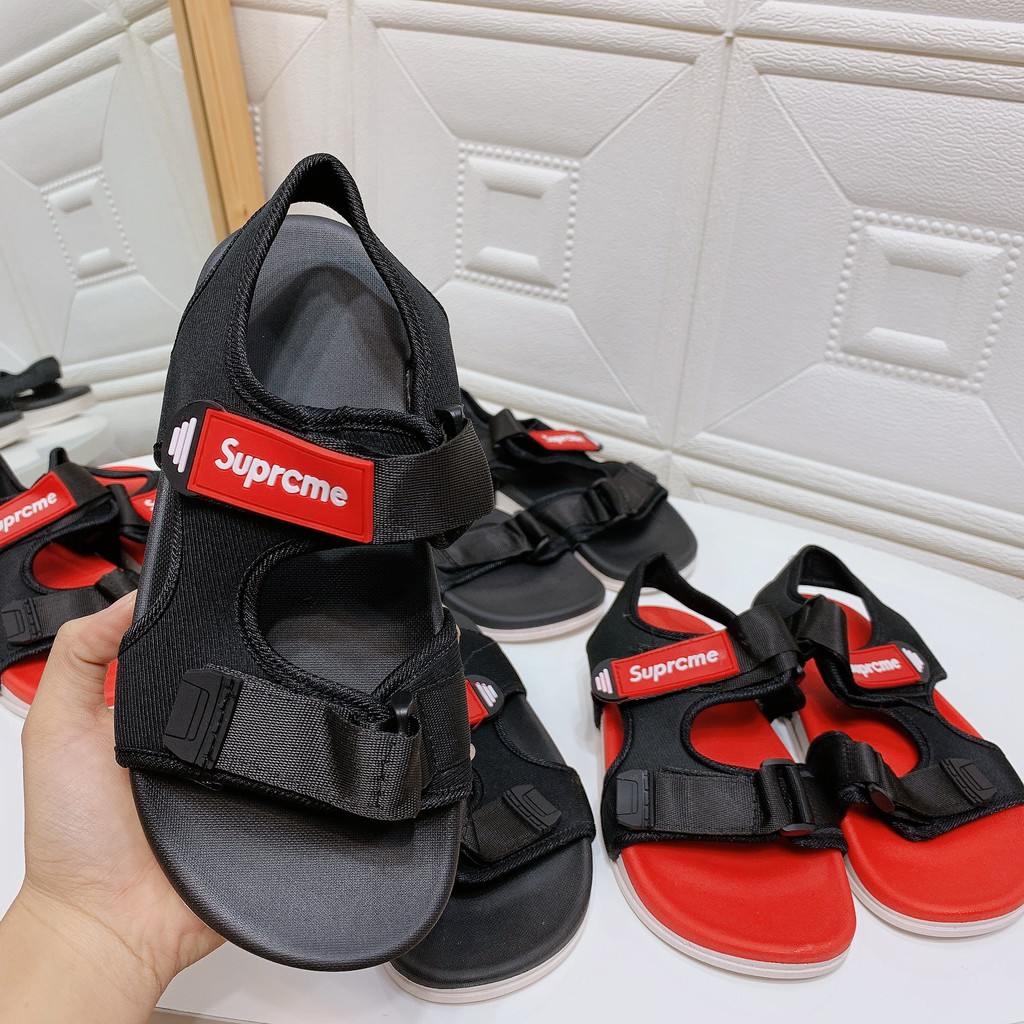 Xả hàng - Sandal nam nữ quai vải khuy cài Suprcme hợp thời trang 2L01