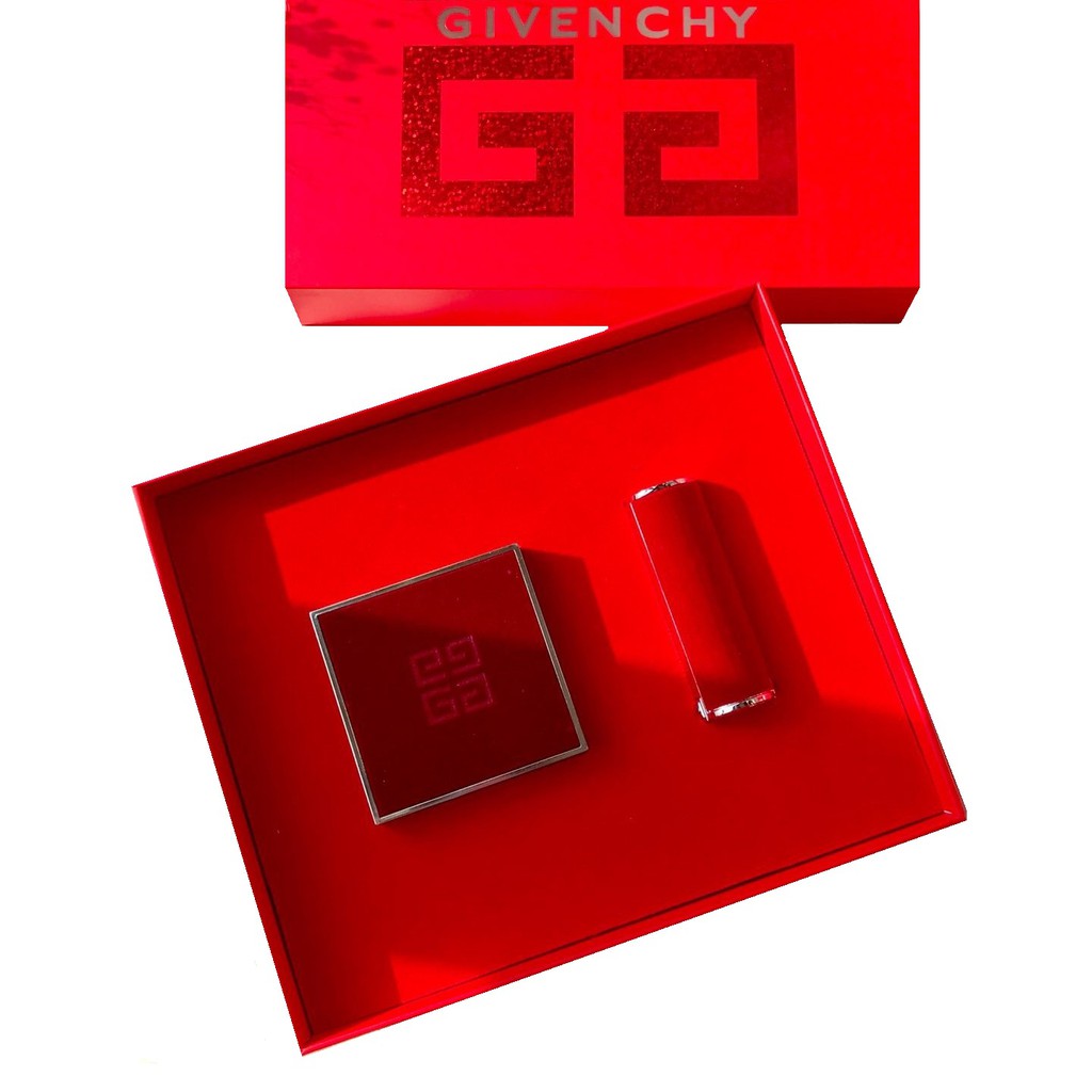 【2in1】 GIVENCHY Bộ son và phấn phủ N37 và NO.1 【2in1】GIVENCHY Set of lipstick and powder coating N37 and NO.1