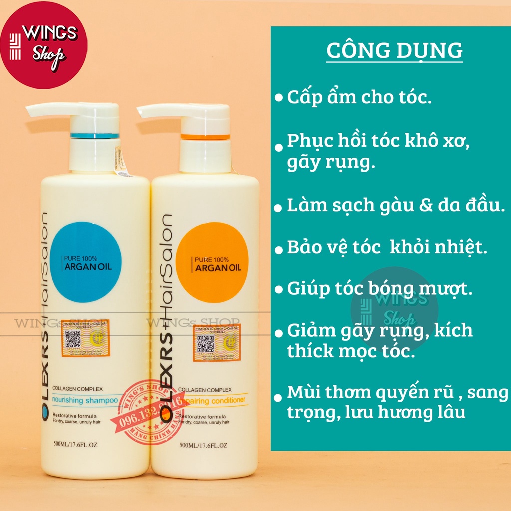 Cặp Dầu Gội Xả Olexrs Hair Salon 500ml-960ml Cho Tóc Khô Xơ Hư Tổn Tóc Gàu Ngăn Rụng Tóc | Wings Shop