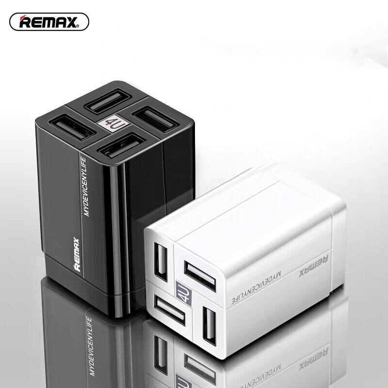 Củ Sạc Nhanh 4 Cổng USB Thông Minh Remax RC-U43 - Chân Gập Tiện Dụng