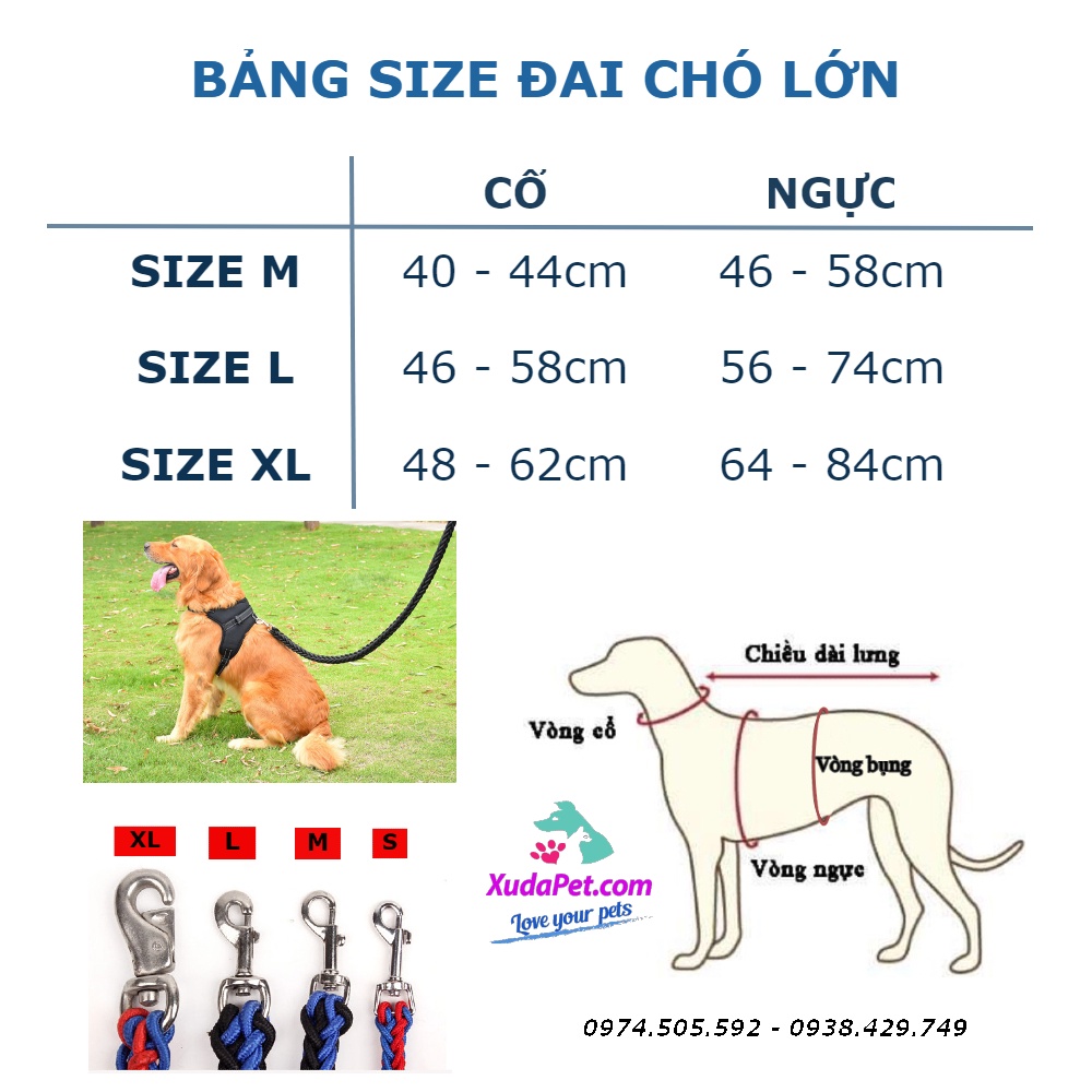 ĐAI YẾM DÀNH CHO CHÓ LỚN XUDAPET  MÀU NGẪU NHIÊN