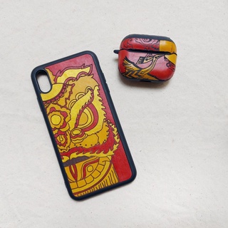 Ốp điện thoại da thật Iphone - Dân gian - ĐỎ