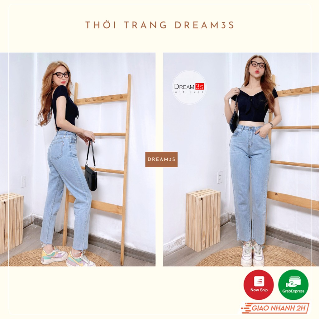Quần Baggy Jeans Trơn Nữ, Quần Jean Nữ Dáng Baggy Hoạ Tiết Trơn Chất Jeans Cao Cấp Dr192