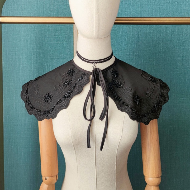 Cổ Áo Rời Dáng Ngắn In Họa Tiết Hoa Trang Trí Xinh Xắn Thời Trang Cho Nữ