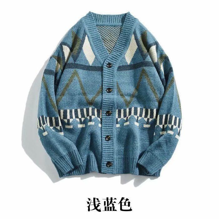 Áo khoác sweater dệt kim cổ chữ V size M-2XL phong cách Nhật Bản thời trang cho nam