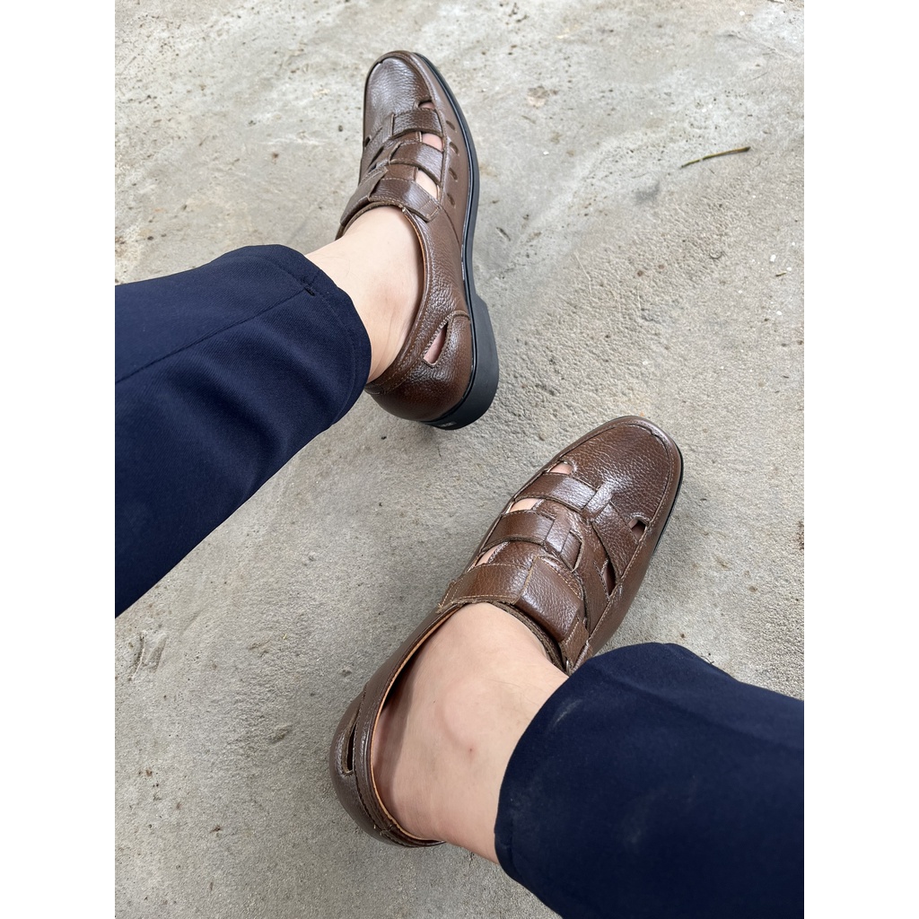 Giày lười thoáng khí mùa hè, giày nam da bò cao cấp