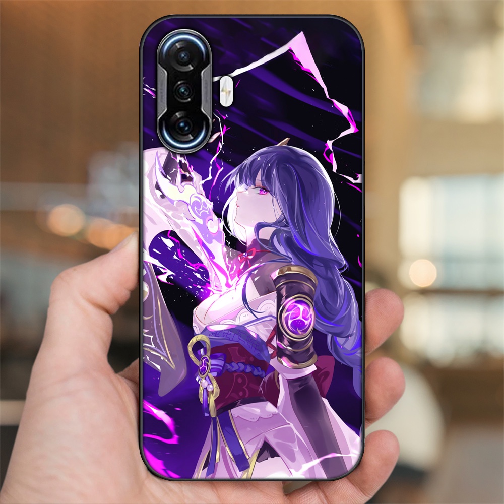 Ốp lưng Xiaomi K40 Gaming viền đen in hình Raiden Shogun Genshin Impact