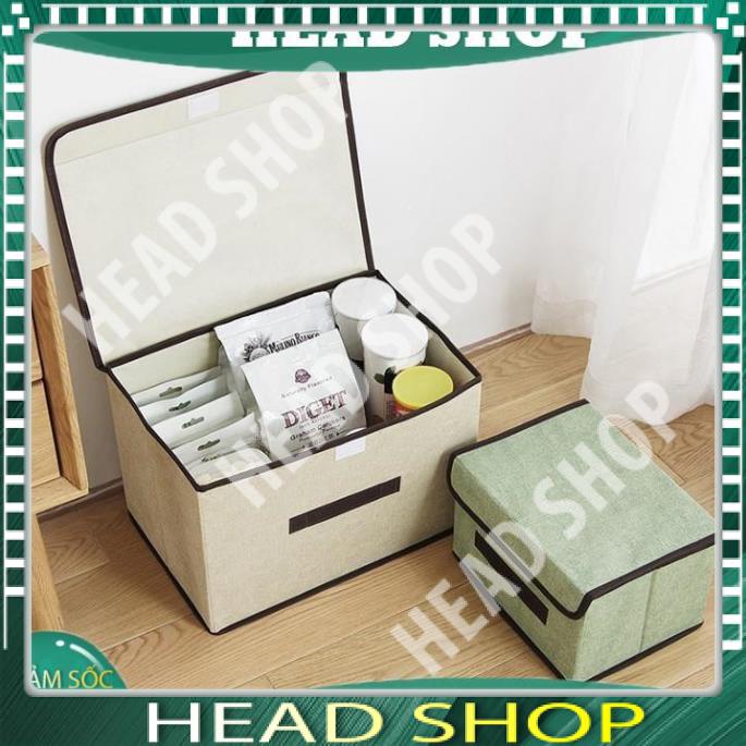 Hộp túi vải đựng đồ thùng đựng quần áo đồ lót đồ chơi bằng vải cứng, có nắp đậy tiện dụng HV01 HEAD SHOP