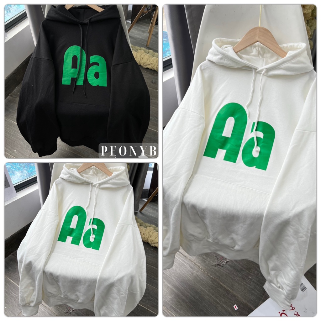 Áo Hoodie Chữ AA PEONYB Unisex [FREESHIP]  Nỉ form rộng tay bồng kiểu dáng đường phố 3158 thun dài basic hàn quốc đẹp