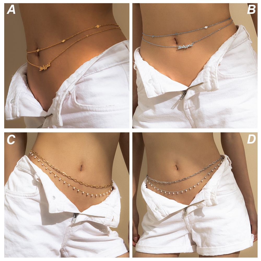 Dây chuyền đeo thắt lưng hai lớp mặt hình chữ cái thời trang quyến rũ cho nữ