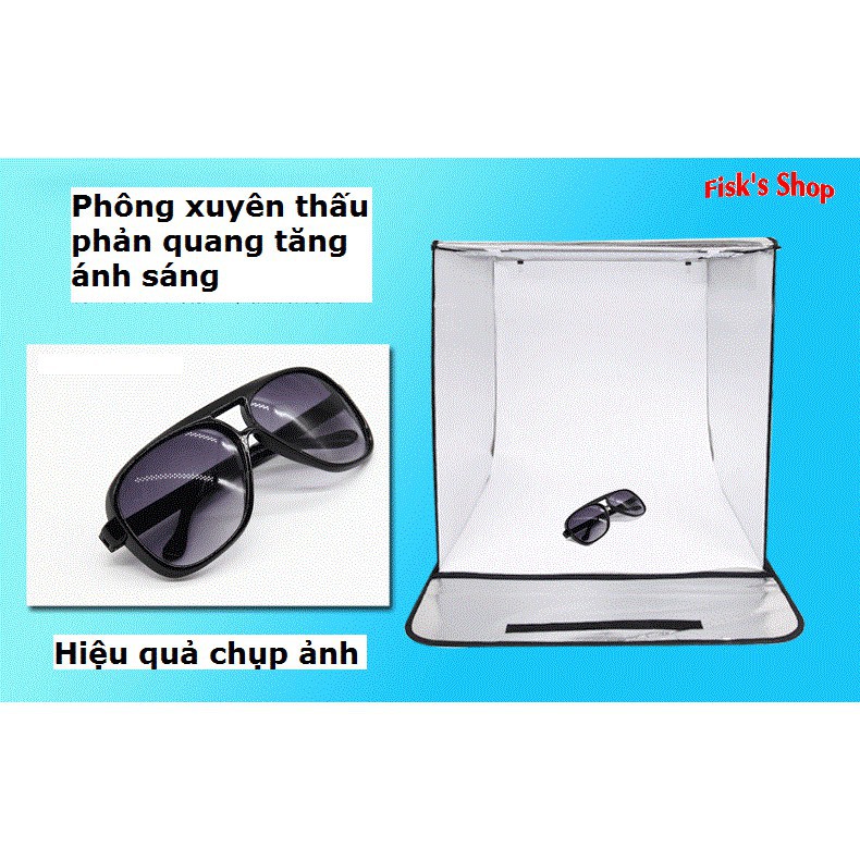 SẴN 2 THANH ĐÈN  Hộp chụp sản phẩm chuyên nghiệp TIANRUI size40/50/60/70 -Tặng 8 phông nền, đế điện thoại, bóng decor