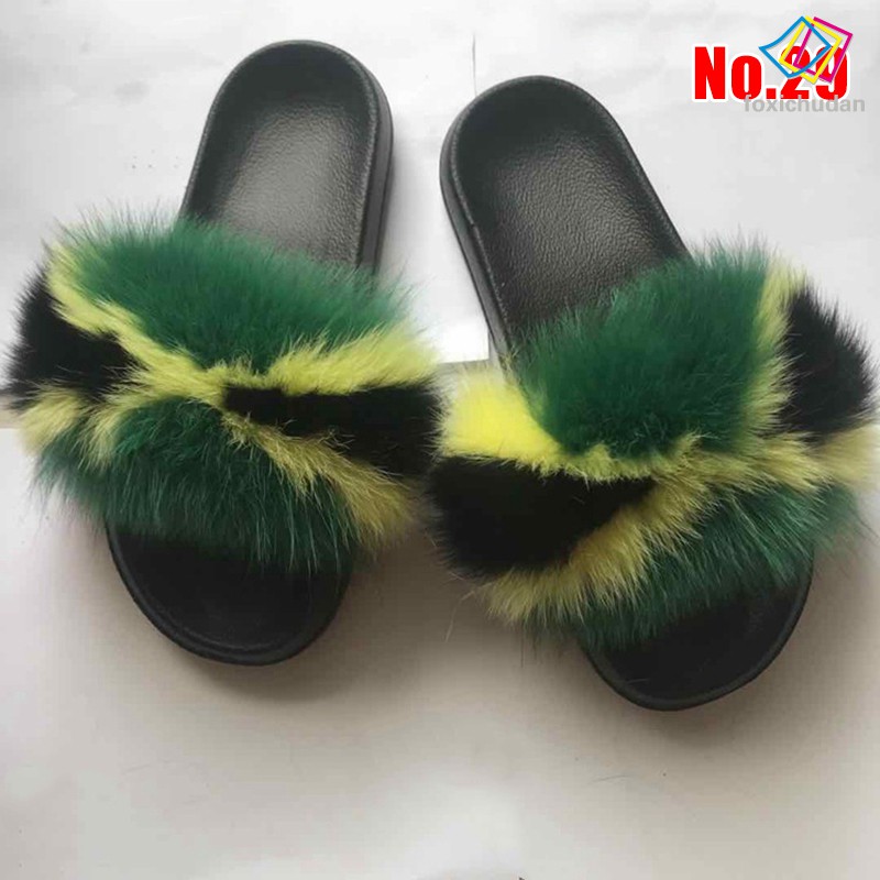 Giày Sandal Da Pu Phối Lông Thời Trang Mùa Hè Cho Nữ