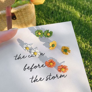 Đôi Khuyên Tai Mạ Bạc Hình Hoa Cúc Xinh Xắn