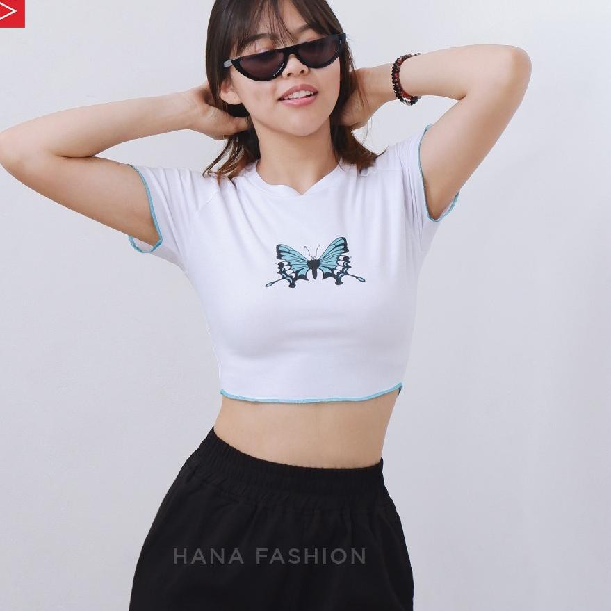 Áo Crop Top Nữ In Hình Bướm Prom0 Gil4 Hana Fashion - Mariposa - Ct150 Gobuying