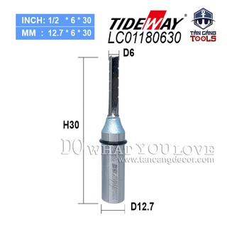 Mũi router cnc tideway 6 x 30 mm cốt 12.7 mm