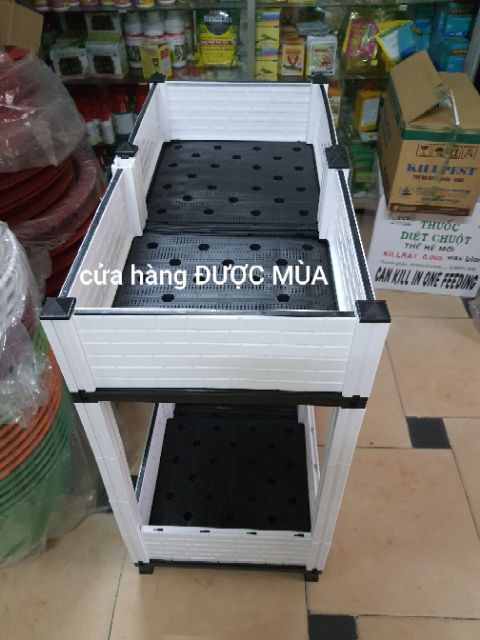 Chậu lắp ghép trồng rau thông minh 2 tầng D80xR40xC78cm