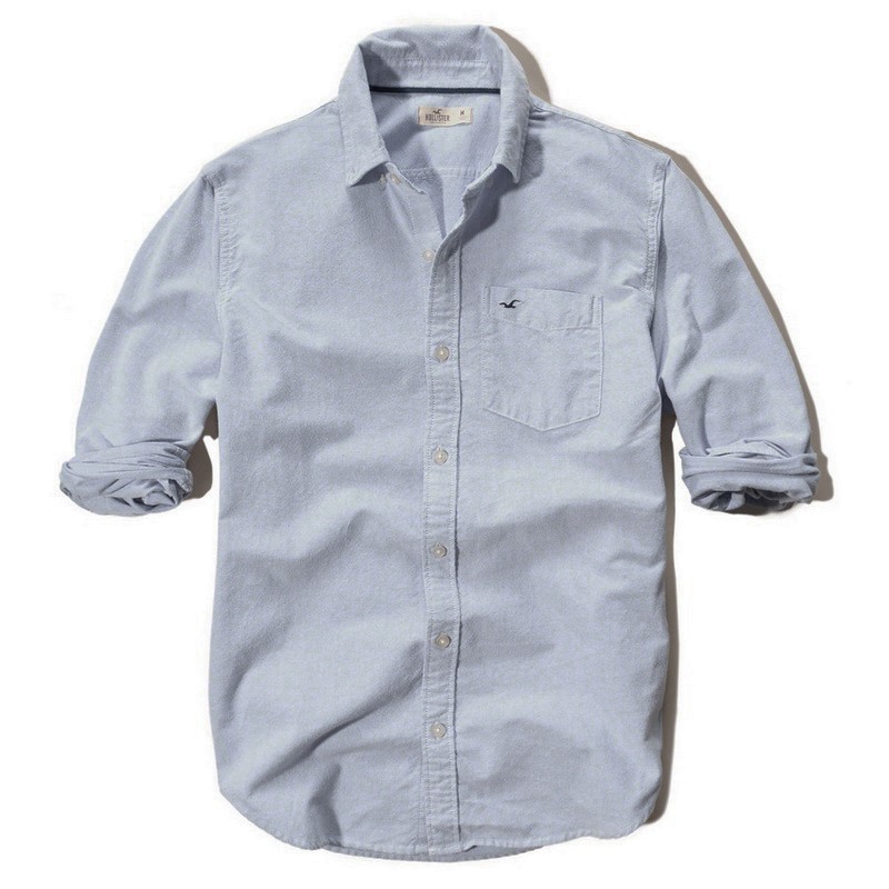 Áo sơ mi nam tay dài Hollister màu Xám Môn vải Oxford - Đỉnh Cao Hàng Xuất