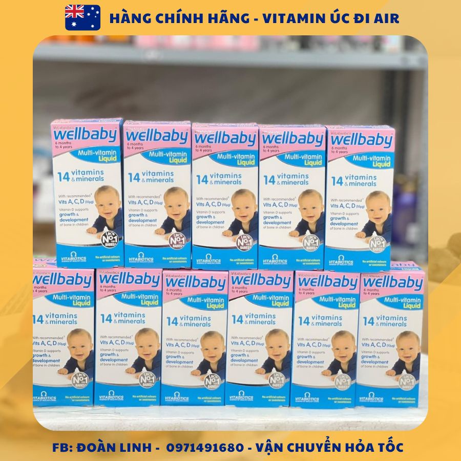 Vitamin tổng hợp wellbaby cho bé 150ml, Hàng chuẩn đi air, Uk, Date xa