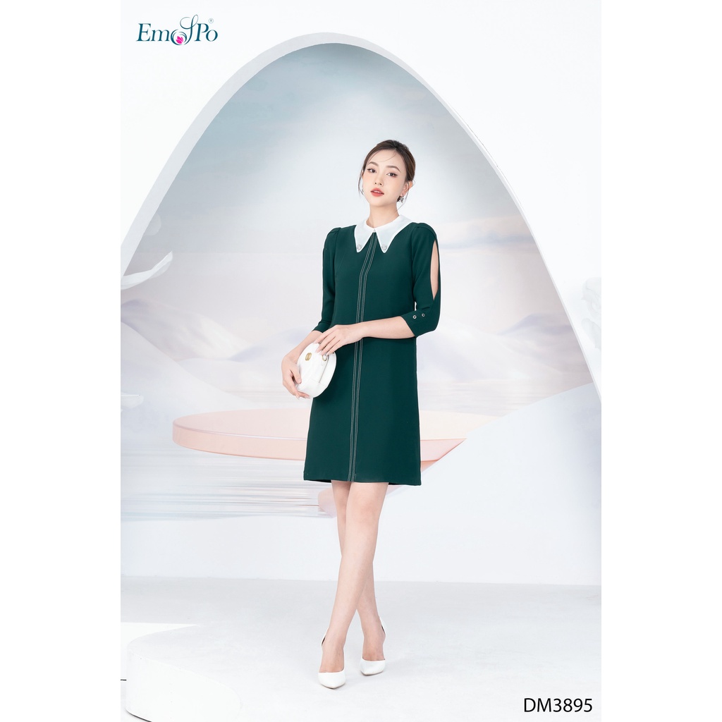 Đầm suông cổ phối vảI, tay sẻ Emspo DM3895