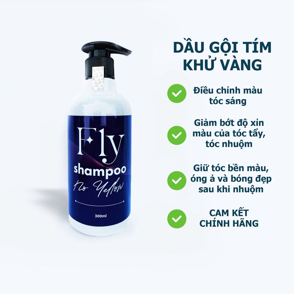Dầu gội tím khử vàng FLY SHAMPOO cho tóc nhuộm, Dầu gội giữ màu tóc sau khi nhuộm dành cho tóc tẩy tăng óng ả
