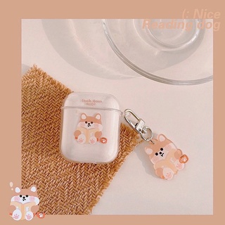 Hộp đựng tai nghe chó shiba kèm móc khóa như hình