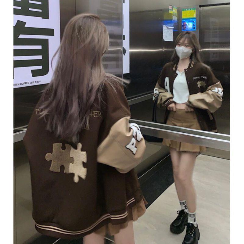 Áo Khoác Bóng Chày Dáng Rộng Phong Cách Retro Thời Trang Xuân Thu Dành Cho Nữ