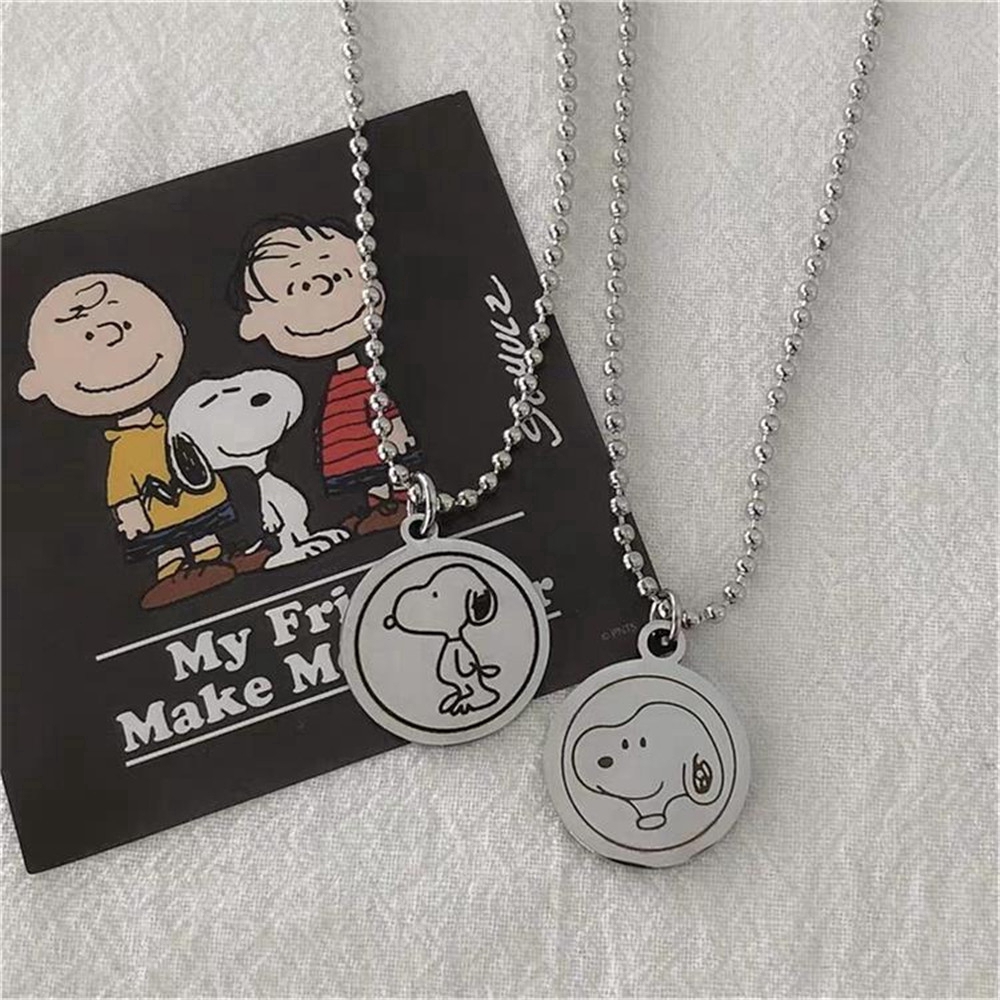 Dây Chuyền Mặt Tròn In Hình Snoopy Charlie Dễ Thương