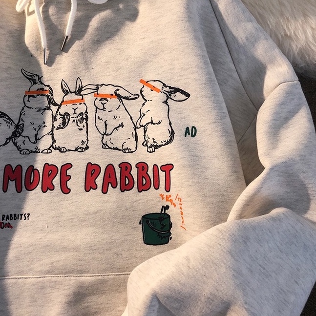 Áo hoodie nữ ZHELIHANGFEI tay dài in hình thỏ thời trang