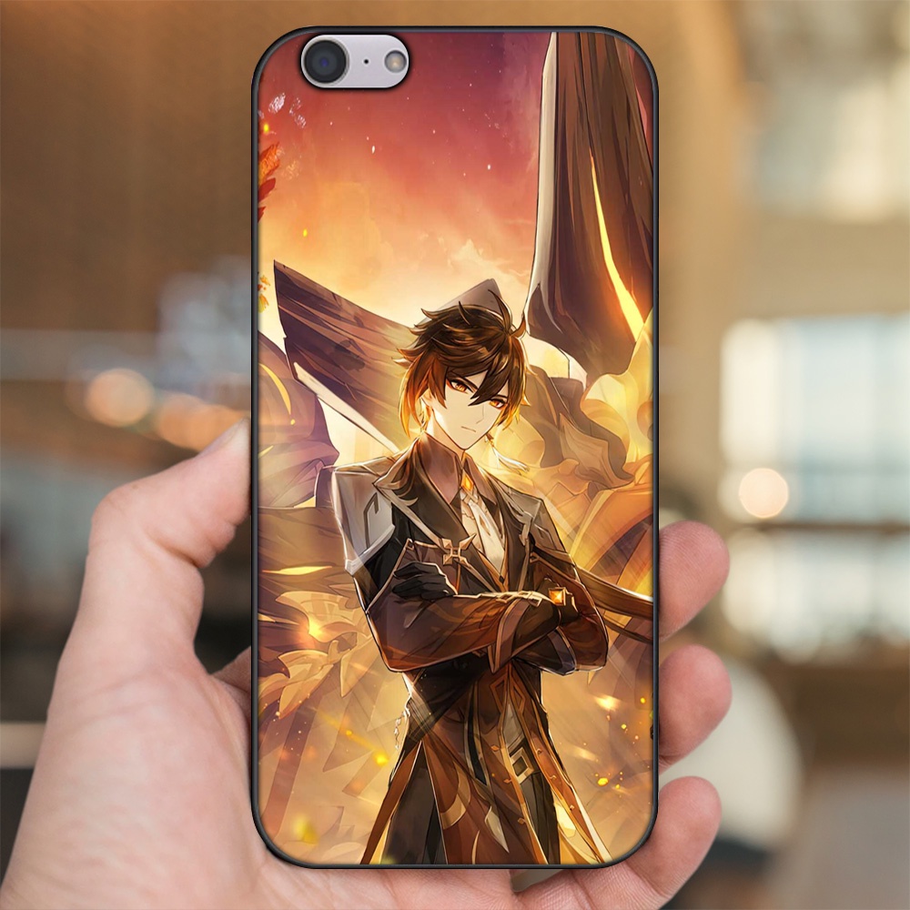 Ốp lưng Oppo A39, F3 Lite viền đen in hình Zhongli Genshin Impact