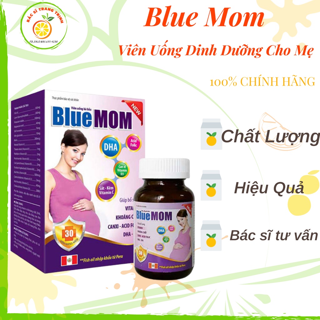 Viên Uống Dinh Dưỡng Bà Bầu Blue Mom Medistar Hộp 30 Viên Nang