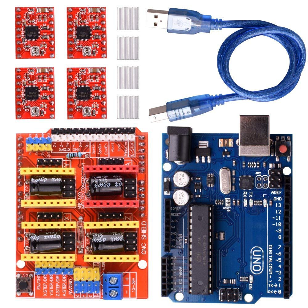 Combo Arduino Uno R3 chíp cắm + CNC shield V3 + 4 A4988 | Shopee Việt Nam