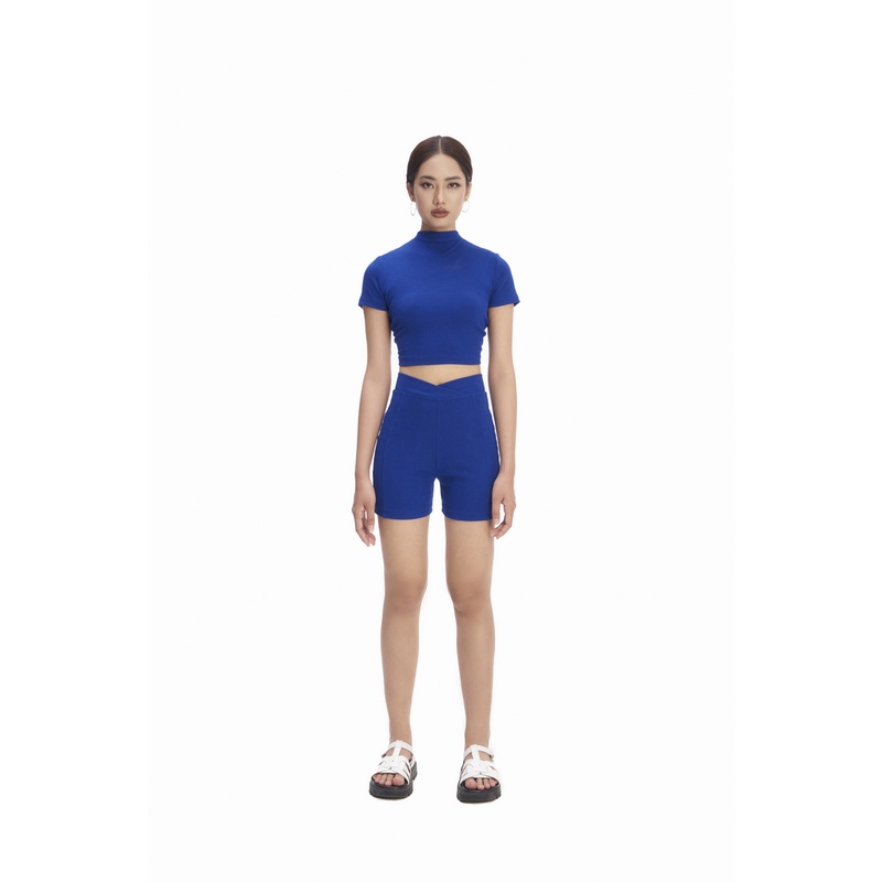 Là min - Áo Coban Blue Knit Croptop