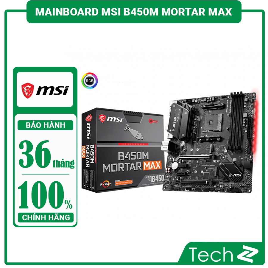 Mainboard MSI B450M MORTAR MAX (AMD B450, Socket AM4, m-ATX, 4 khe RAM DDR4)