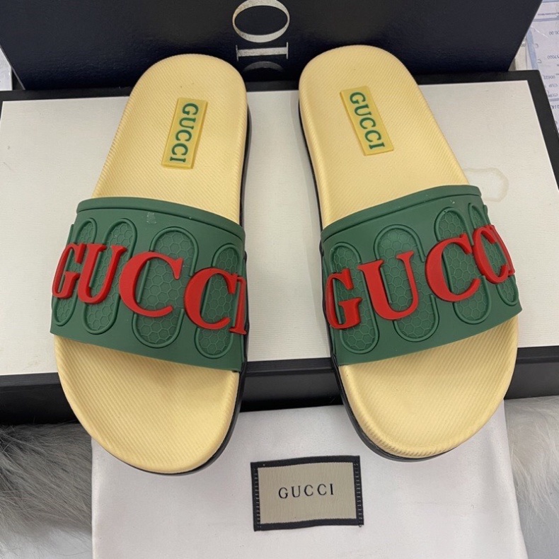 (Có Video + Ảnh Thật) Dép Gucci hoa văn GC Đế cao su thiên nhiên chống thấm nước - Dép Quai Ngang giới tính trang điểm t