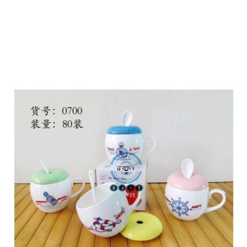Cốc sứ nắp kèm dây kiểu dáng siêu cute