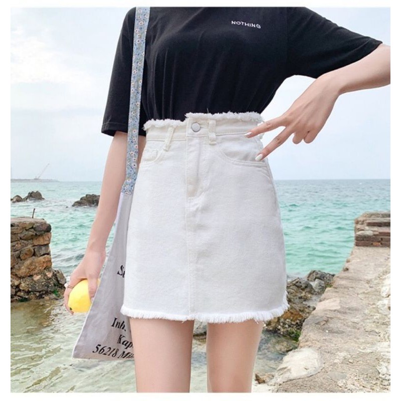 Chân váy kaki nữ dáng ngắn chữ A, chân váy nữ ngắn đen trắng siêu đẹp Lysa Store